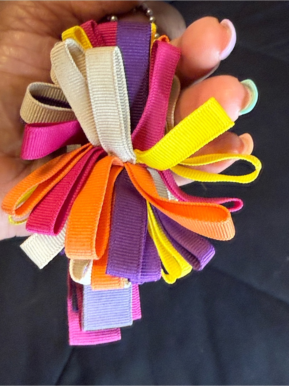 Coach Multicolor Ribbon Pom Pom Bag Charm & Tassel Keychain - Picture 4 of 13